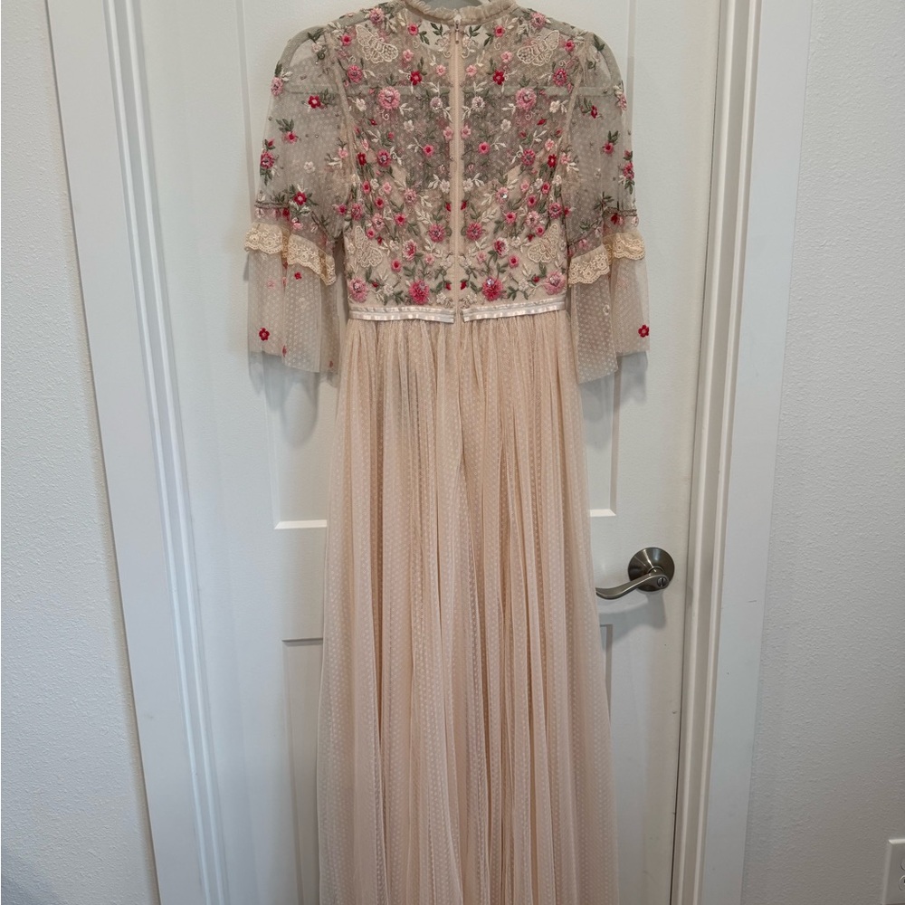 Needle & Thread Pink Floral Long Sleeve Gown